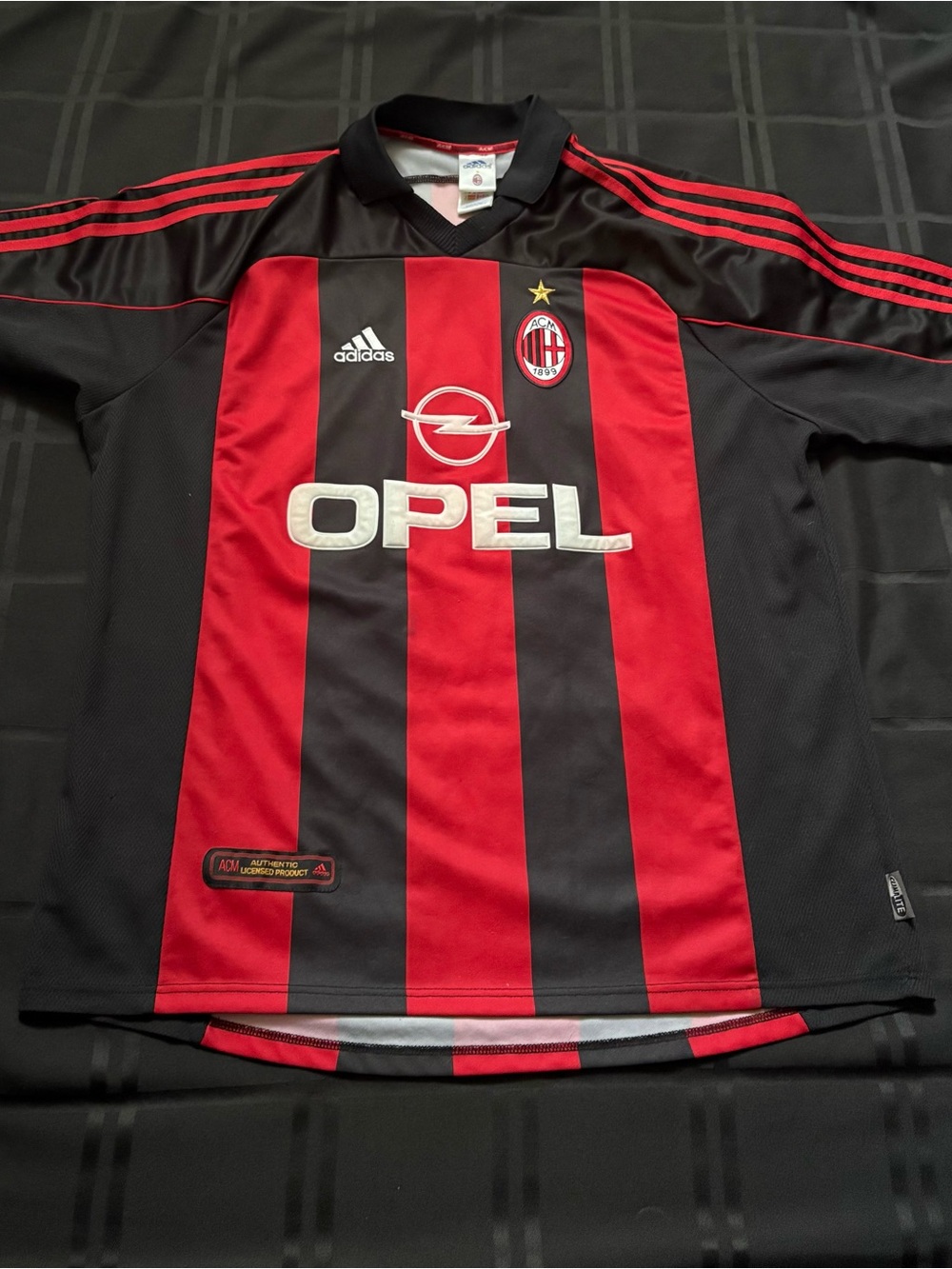 Vintage Adidas AC Milan Home Jersey Mens XL Opel Red Black Striped